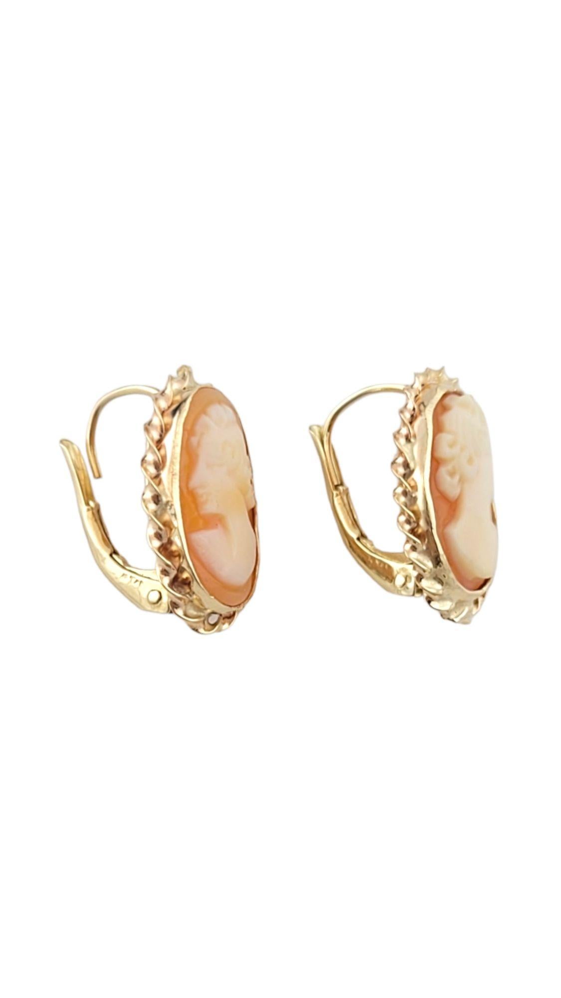 14K Yellow Gold Cameo Earrings #14559 In Good Condition For Sale In Washington Depot, CT