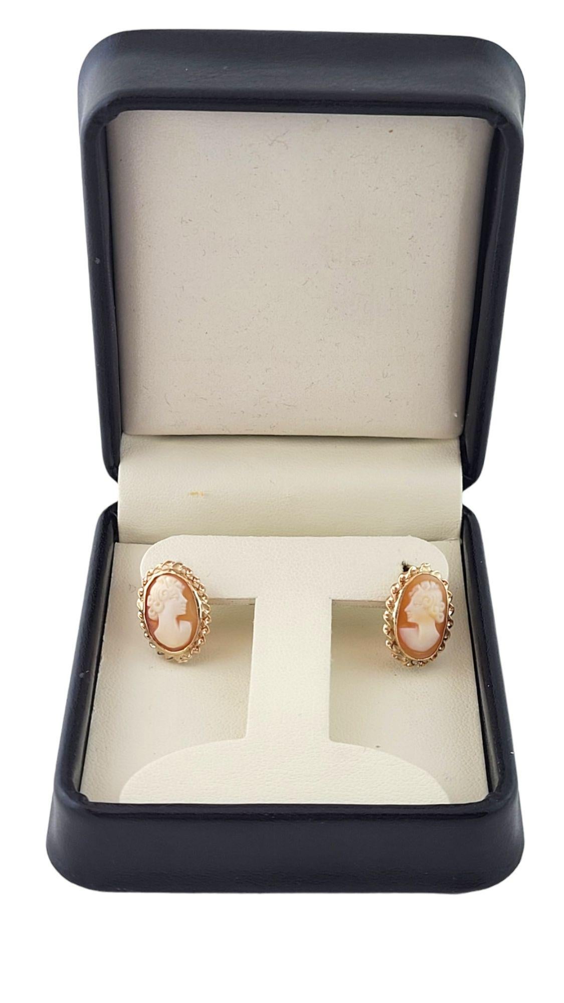 14K Yellow Gold Cameo Earrings #14559 For Sale 3