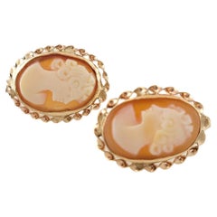14K Yellow Gold Cameo Earrings #14559