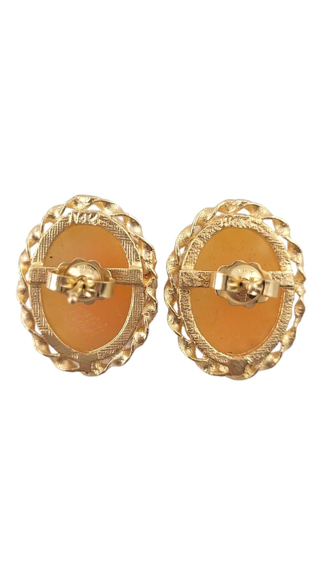 Women's 14K Yellow Gold Cameo Earrings #17385 For Sale