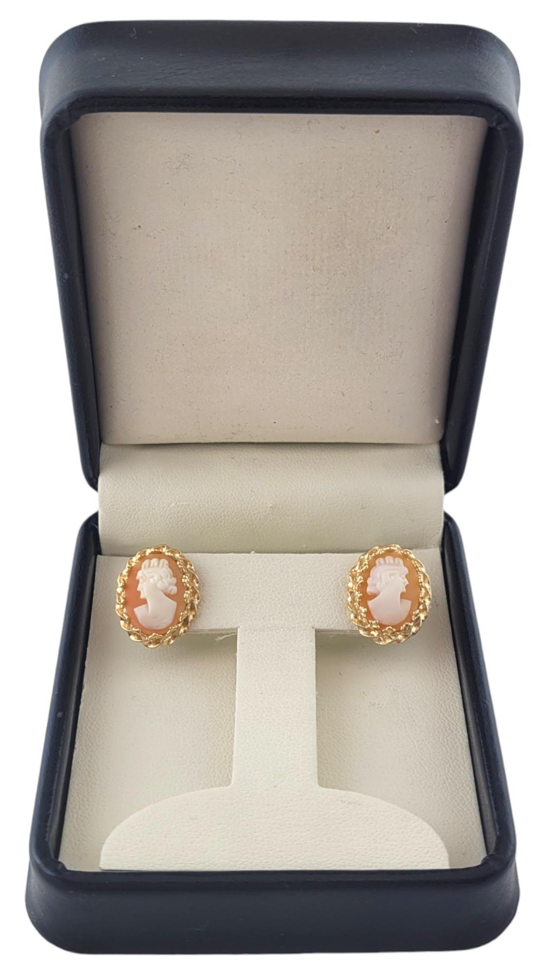 14K Yellow Gold Cameo Earrings #17385 For Sale 2