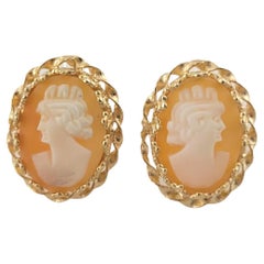 14K Yellow Gold Cameo Earrings #17385