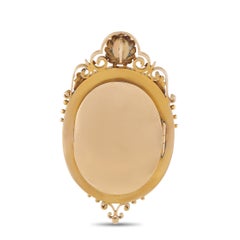 14K Yellow Gold Cameo Locket Pendant MF63-021826