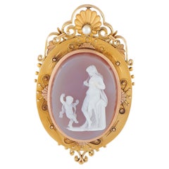 14K Yellow Gold Cameo Locket Pendant MF63-021826