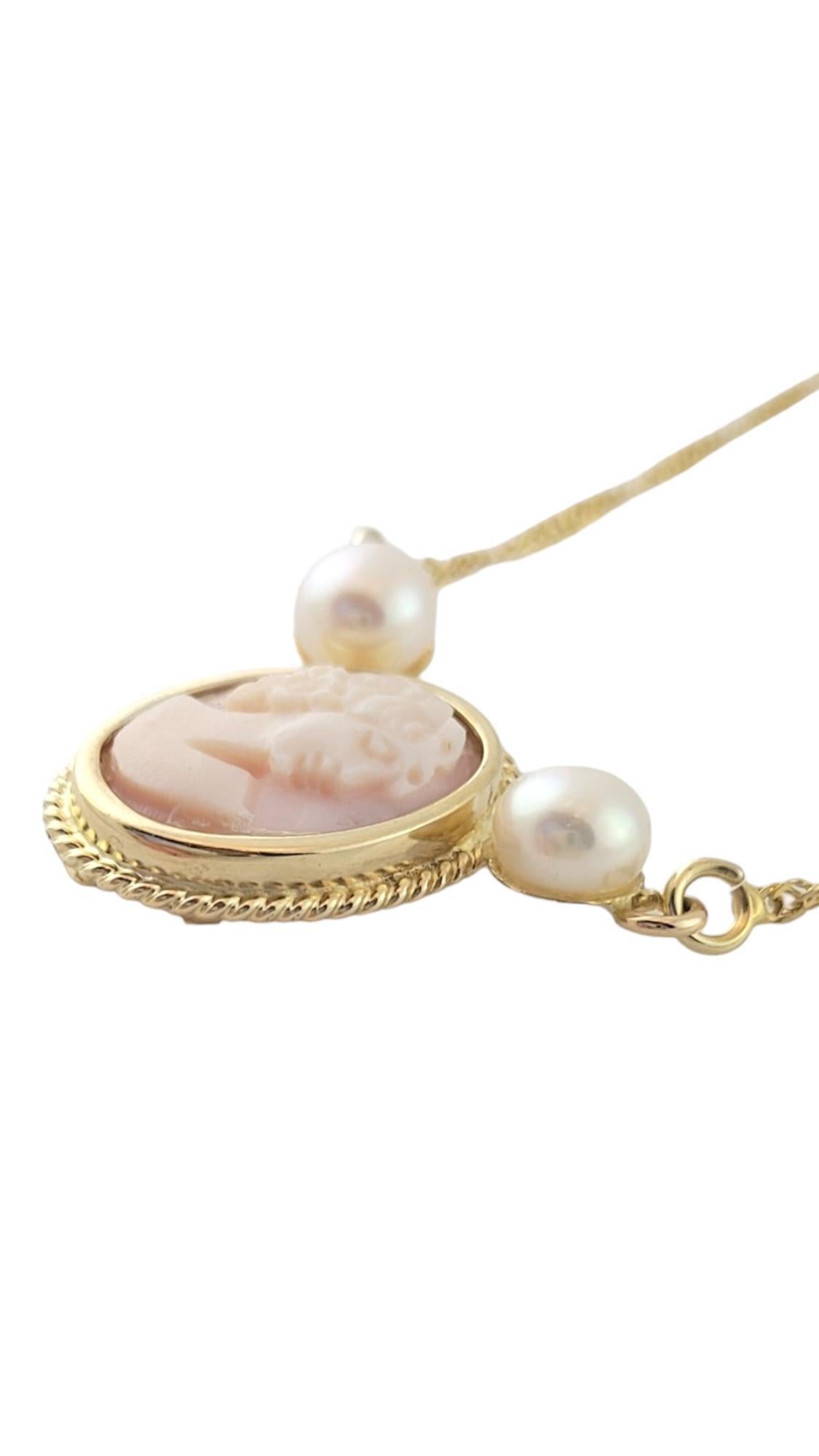 Round Cut 14K Yellow Gold Cameo Necklace #16355 For Sale