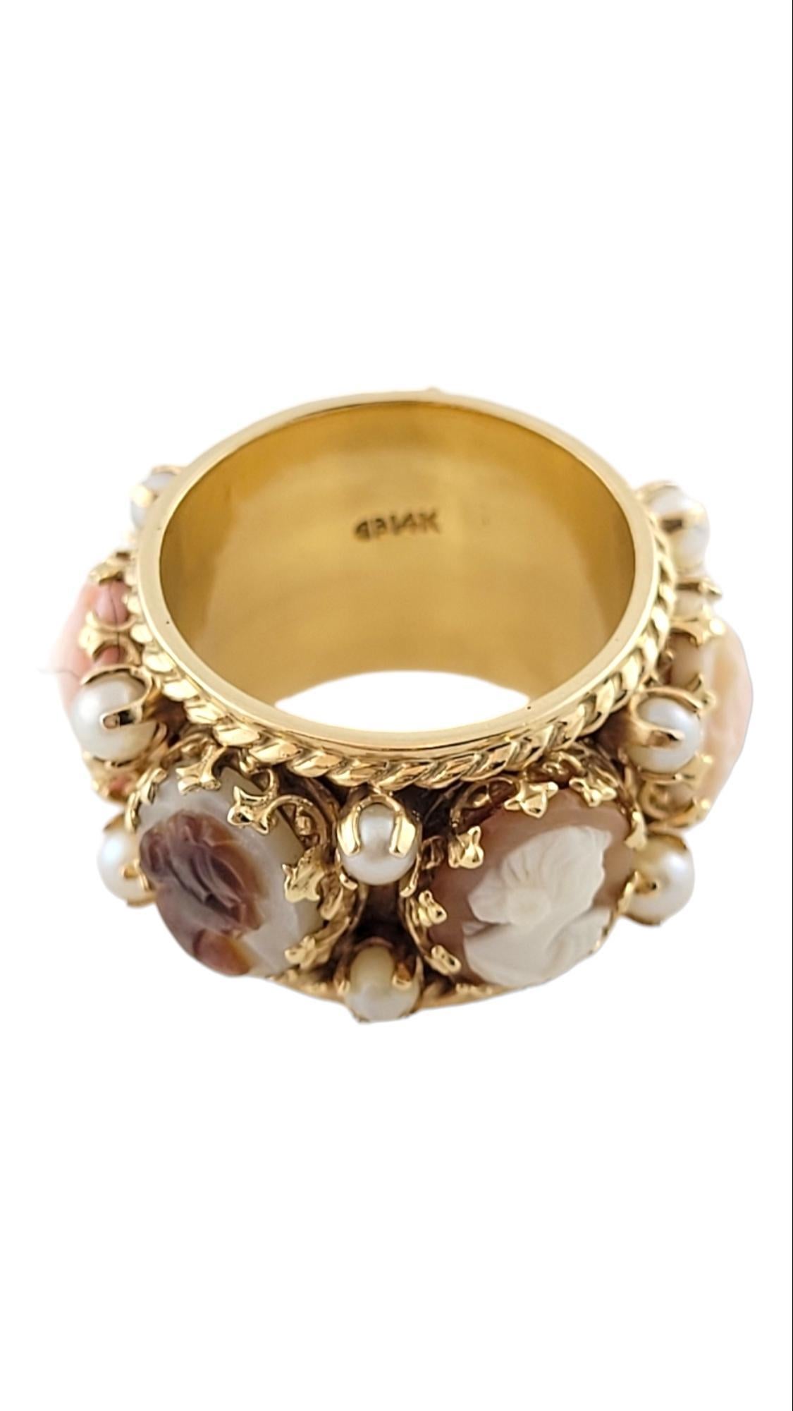 Women's 14K Yellow Gold Cameo-Pearl Band Size 7.25 #15872