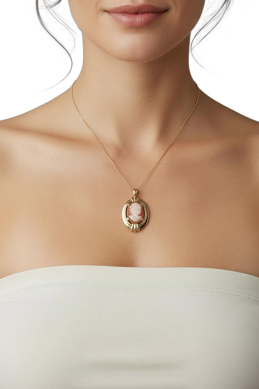 Colgante Camafeo de oro amarillo de 14 quilates #24016 en venta 2