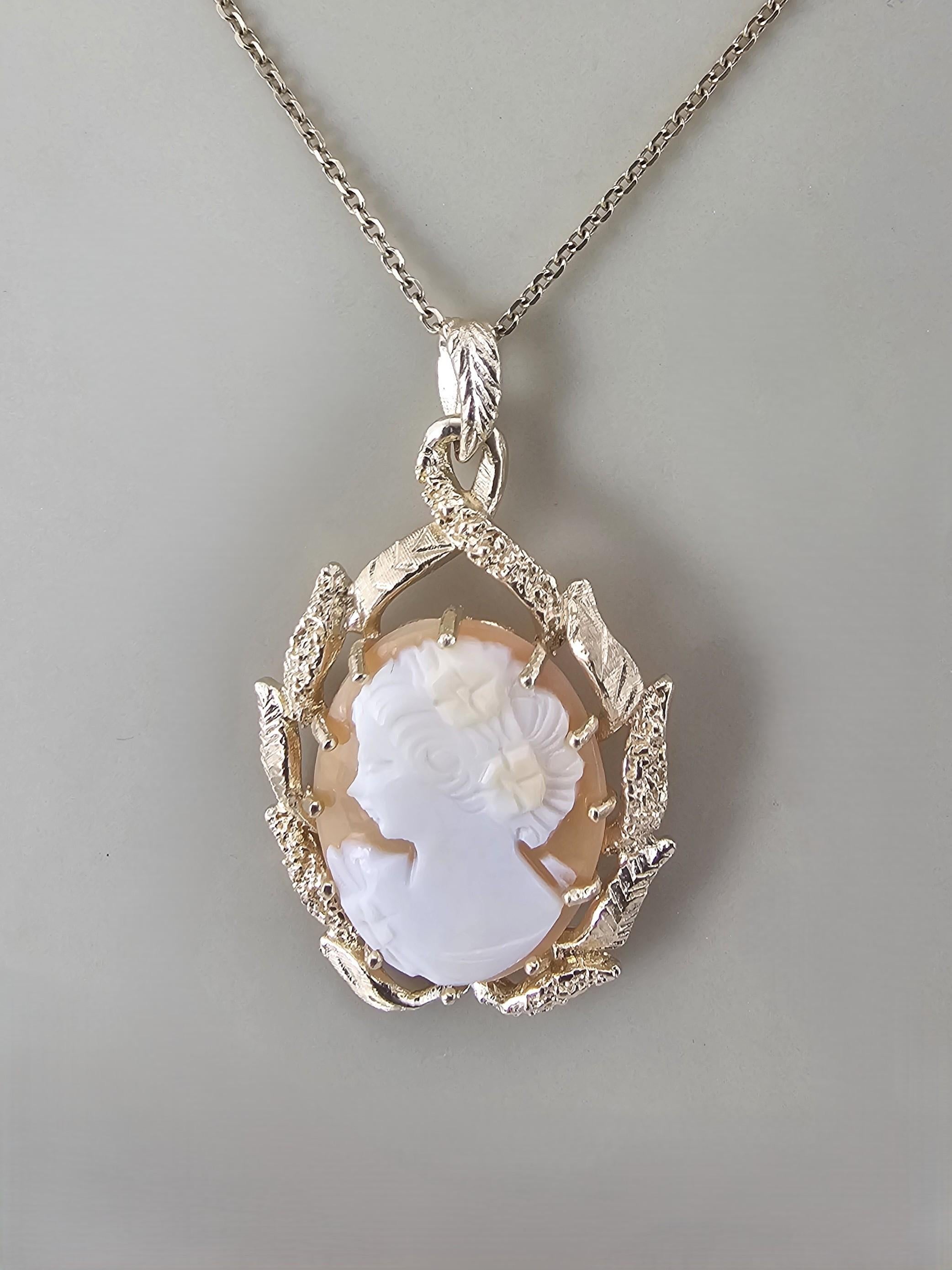 Colgante camafeo de oro amarillo de 14 quilates nº 24080 en venta 2