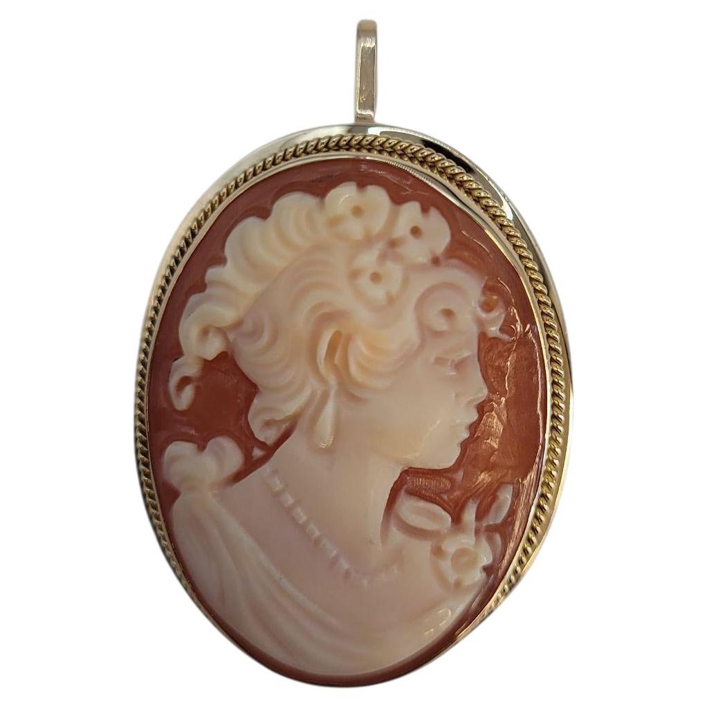 14k Gelbgold Cameo-Anhänger/Brosche #23233