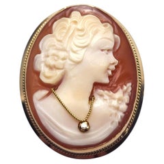 Broche pendentif camée en or jaune 14 carats n° 25765