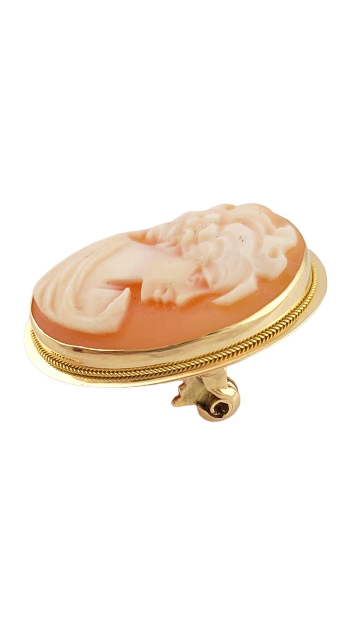 This gorgeous cameo pin doubles as a pendant as well!

Size: 22.58mm X 17.79mm

Weight: 2.51 g. 1.6 dwt

Hallmark: 14Kt 95NA

*Chain not included*

Very good condition, professionally polished.

Will come packaged in a gift box or pouch (when