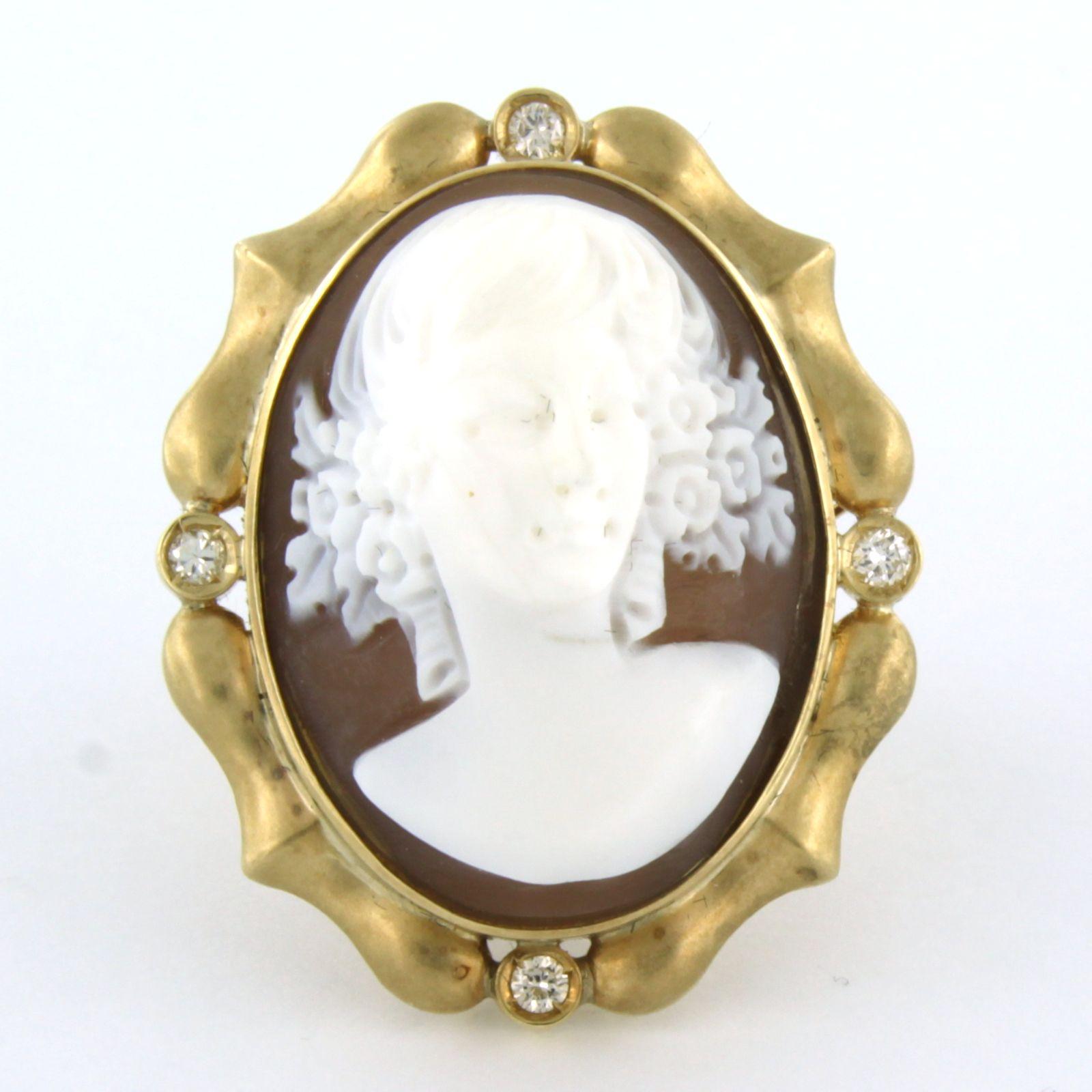 14k yellow gold cameo ring - 15.3 gram - ring size US 4.5 – EU 15.5(49)