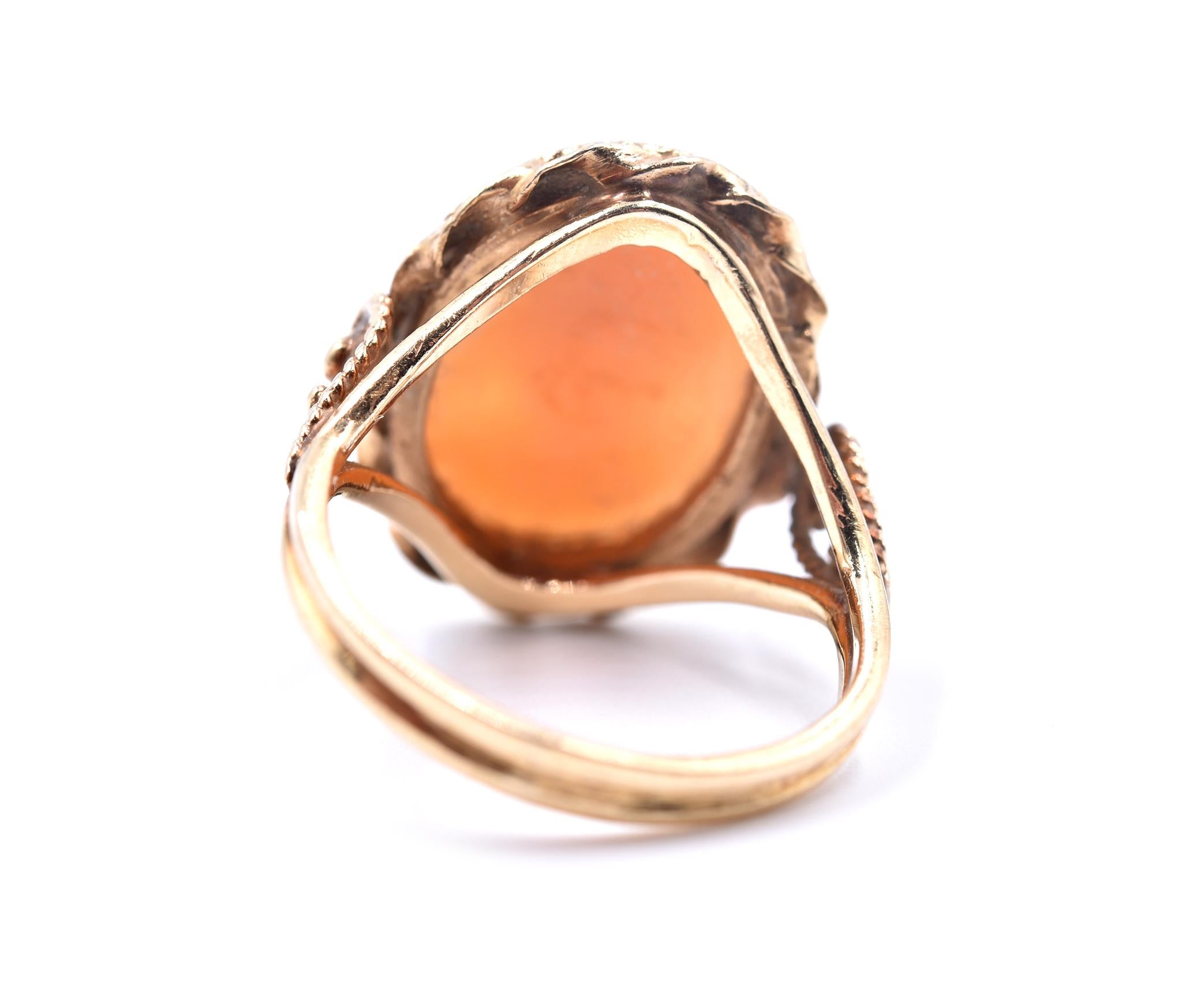 14 Karat Yellow Gold Cameo Ring In Excellent Condition In Scottsdale, AZ