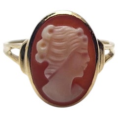 Anello con cammeo in oro giallo 14 carati, misura 7,25 #25762