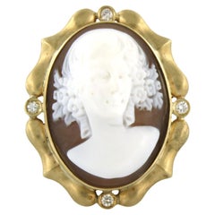 Bague camée en or jaune 14k avec diamants taille brillant jusqu
à 0,32ct 15,3 grammes