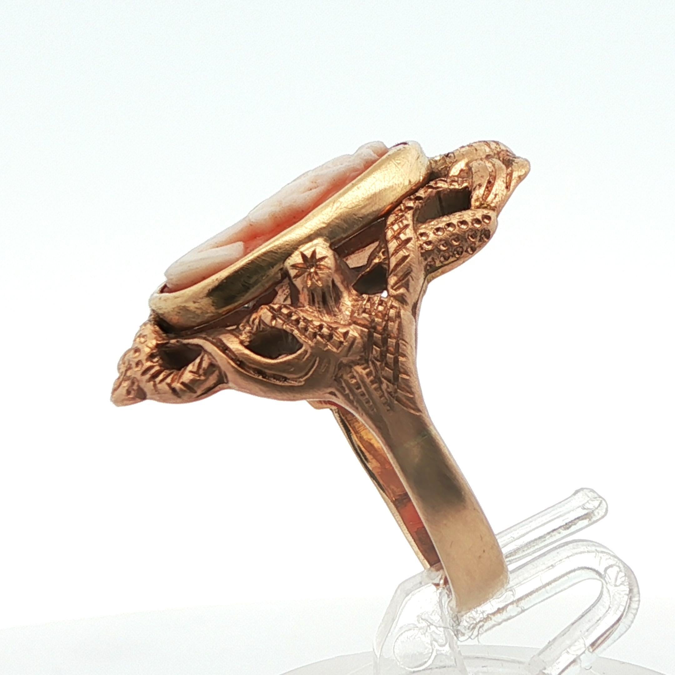 14k Yellow Gold Cameo Snake Ring 1890 Edwardian For Sale 1