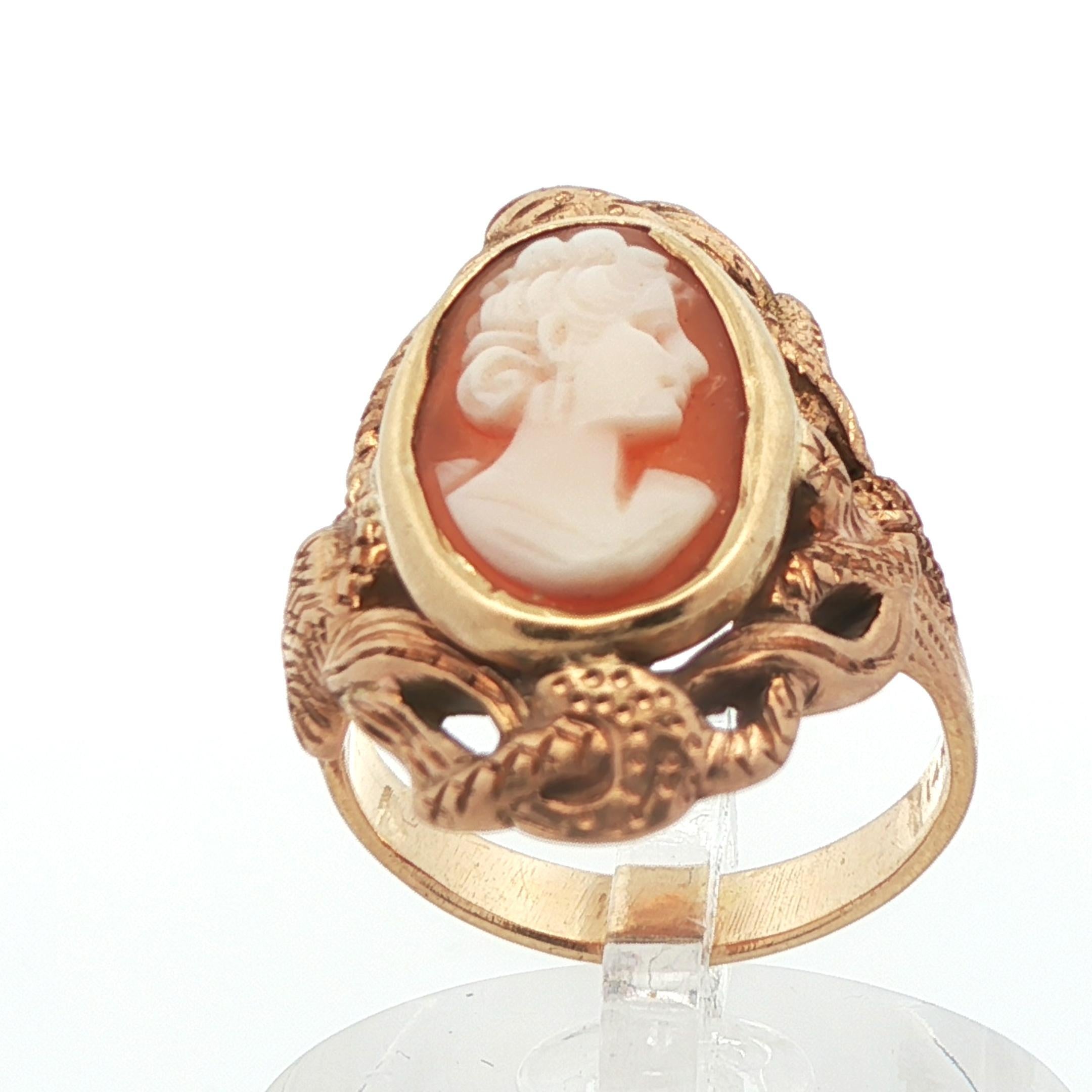 14k Yellow Gold Cameo Snake Ring 1890 Edwardian For Sale 3