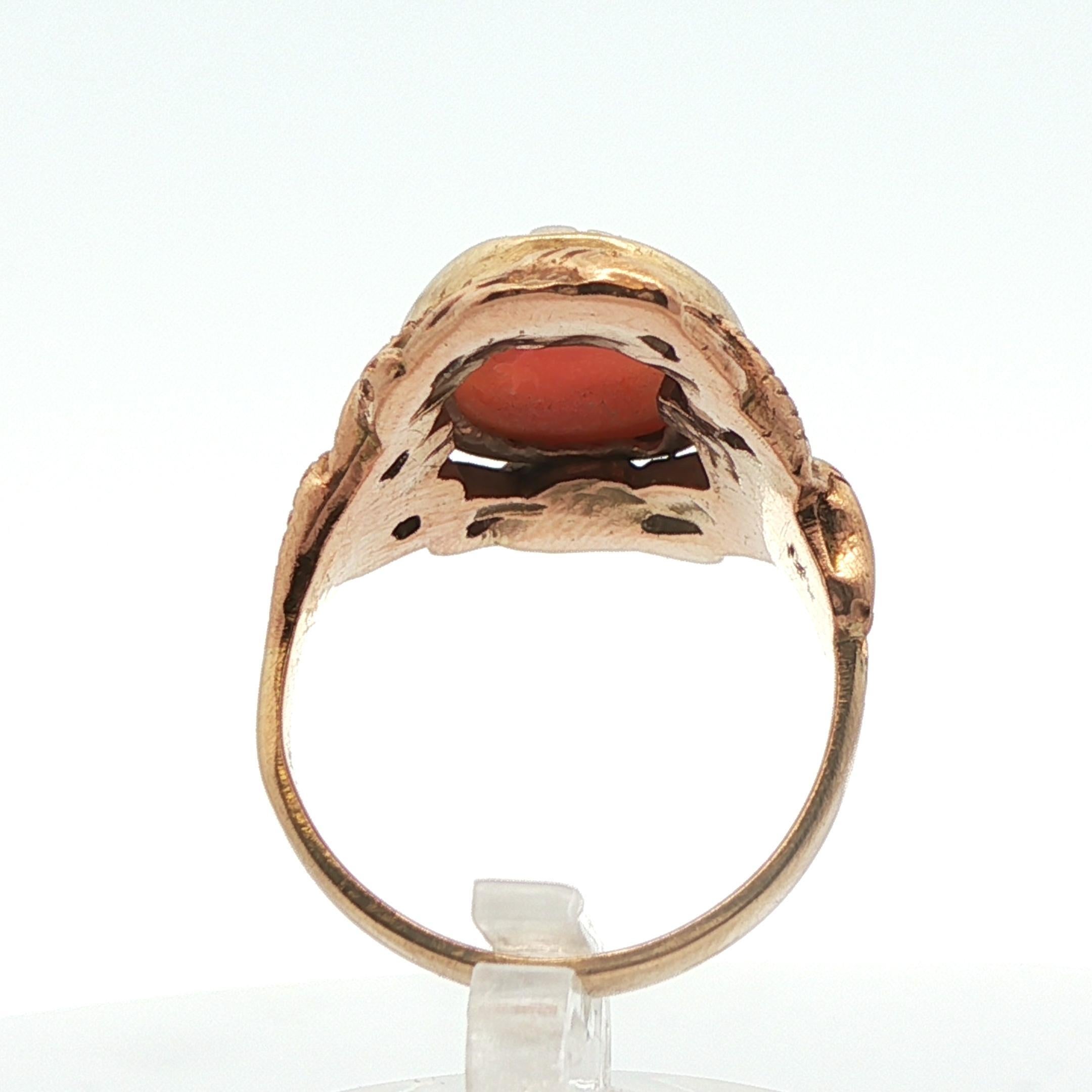 14k Yellow Gold Cameo Snake Ring 1890 Edwardian For Sale 4