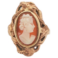 14k Yellow Gold Cameo Snake Ring 1890 Edwardian