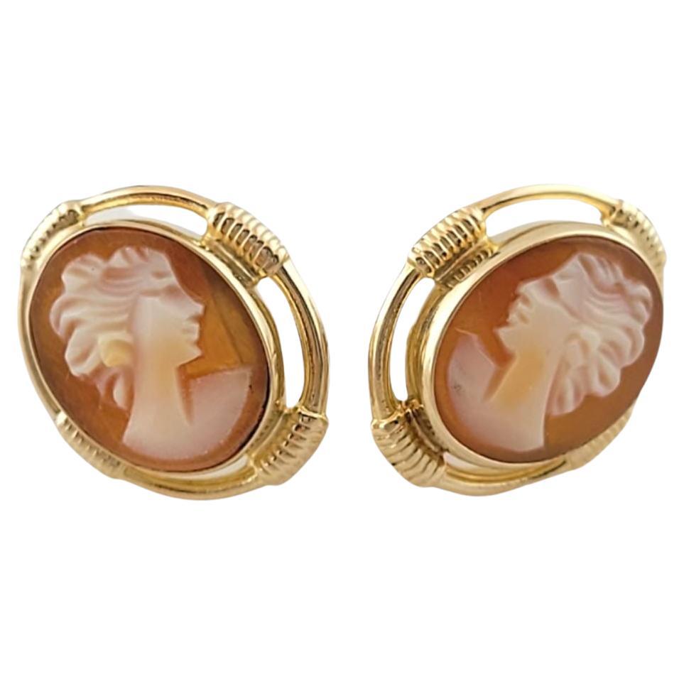 14K Yellow Gold Cameo Stud Earrings #14558 For Sale