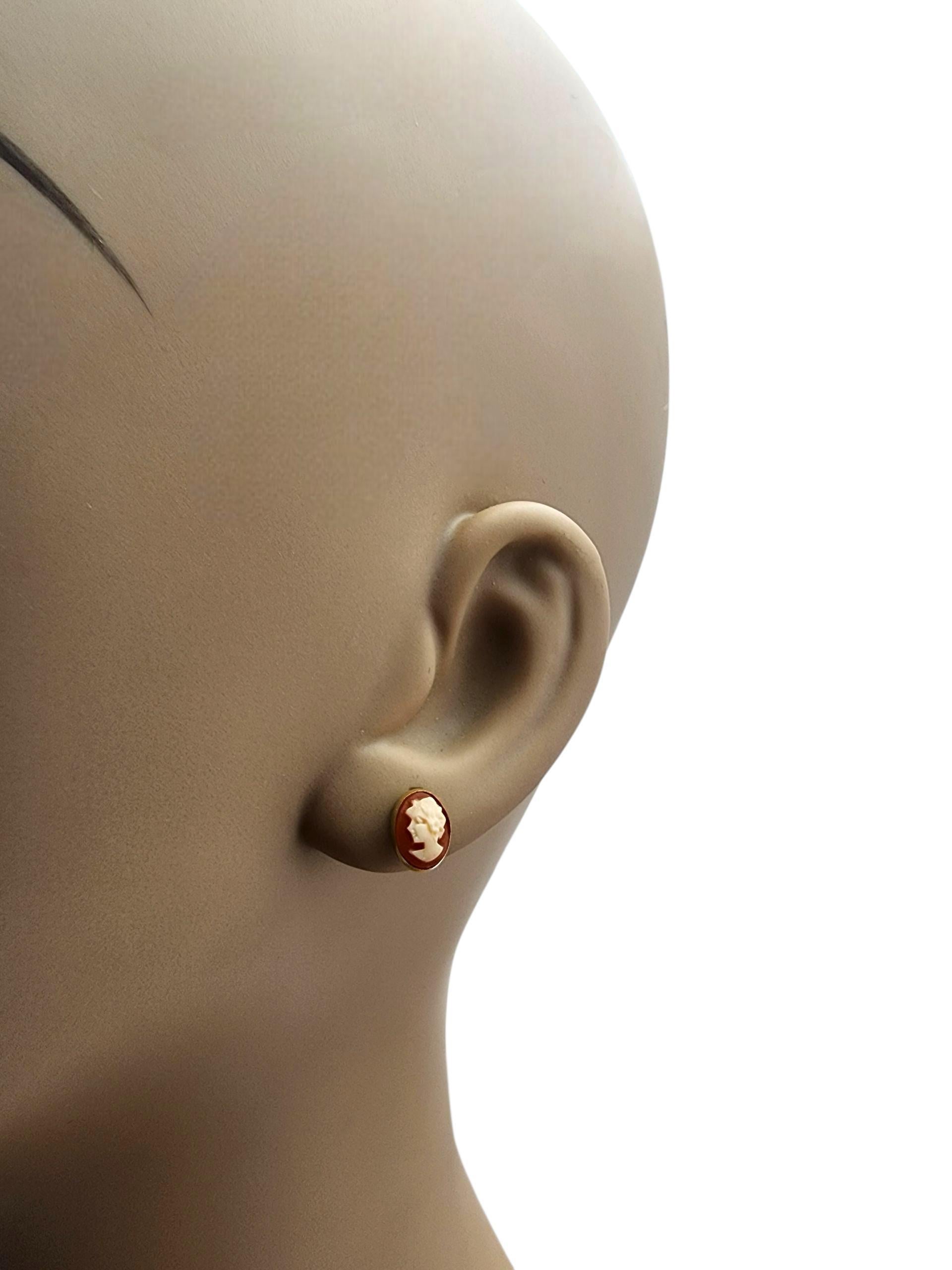 Pendientes de oro amarillo de 14 quilates con camafeo #22747 en venta 3