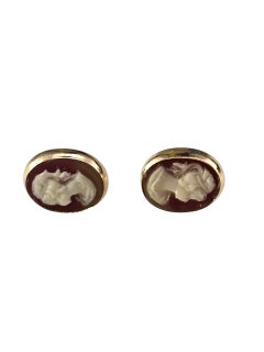 14K Yellow Gold Cameo Stud Earrings #24013