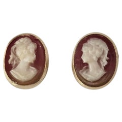 14K Yellow Gold Cameo Stud Earrings #24013
