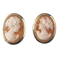 14K Yellow Gold Cameo Stud Earrings #24070