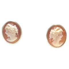 14K Yellow Gold Cameo Stud Earrings #25100