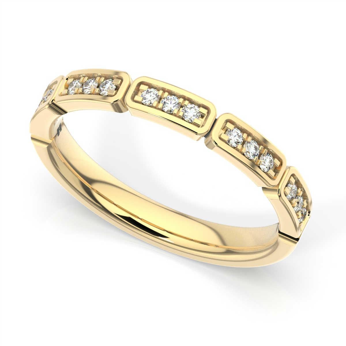 Round Cut 14 Karat Yellow Gold Camila Diamond Ring '1/6 Carat' For Sale