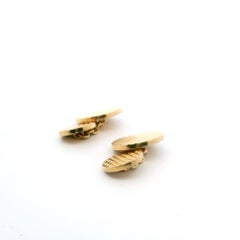 14K Yellow Gold Cartier Textured Button Cufflinks