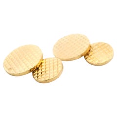 14K Yellow Gold Cartier Textured Button Cufflinks