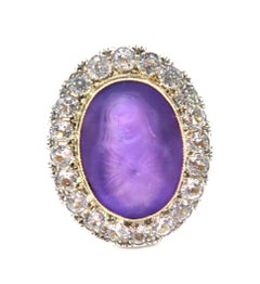 14 Karat Yellow Gold Carved Amethyst Cameo Paste Bishop’s Ring