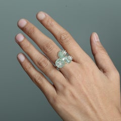 Bague de cocktail en or jaune 14 carats, ornée d'un melon en émeraude sculpté et de diamants
