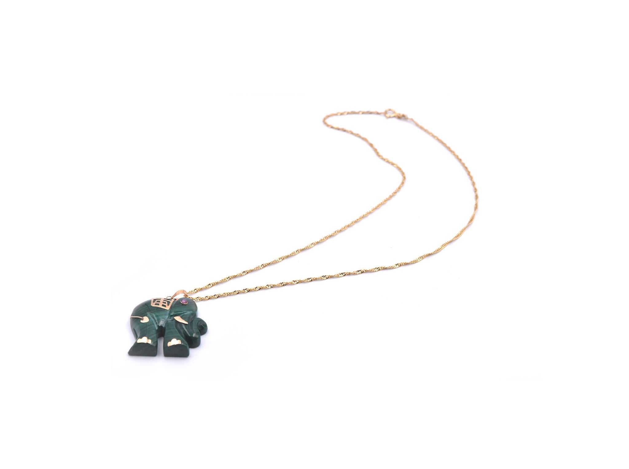 14k gold jade elephant pendant