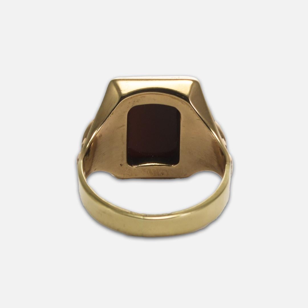 Women's or Men's 14K Yellow Gold Carved Shell Cameo Men's Signet Style Ring