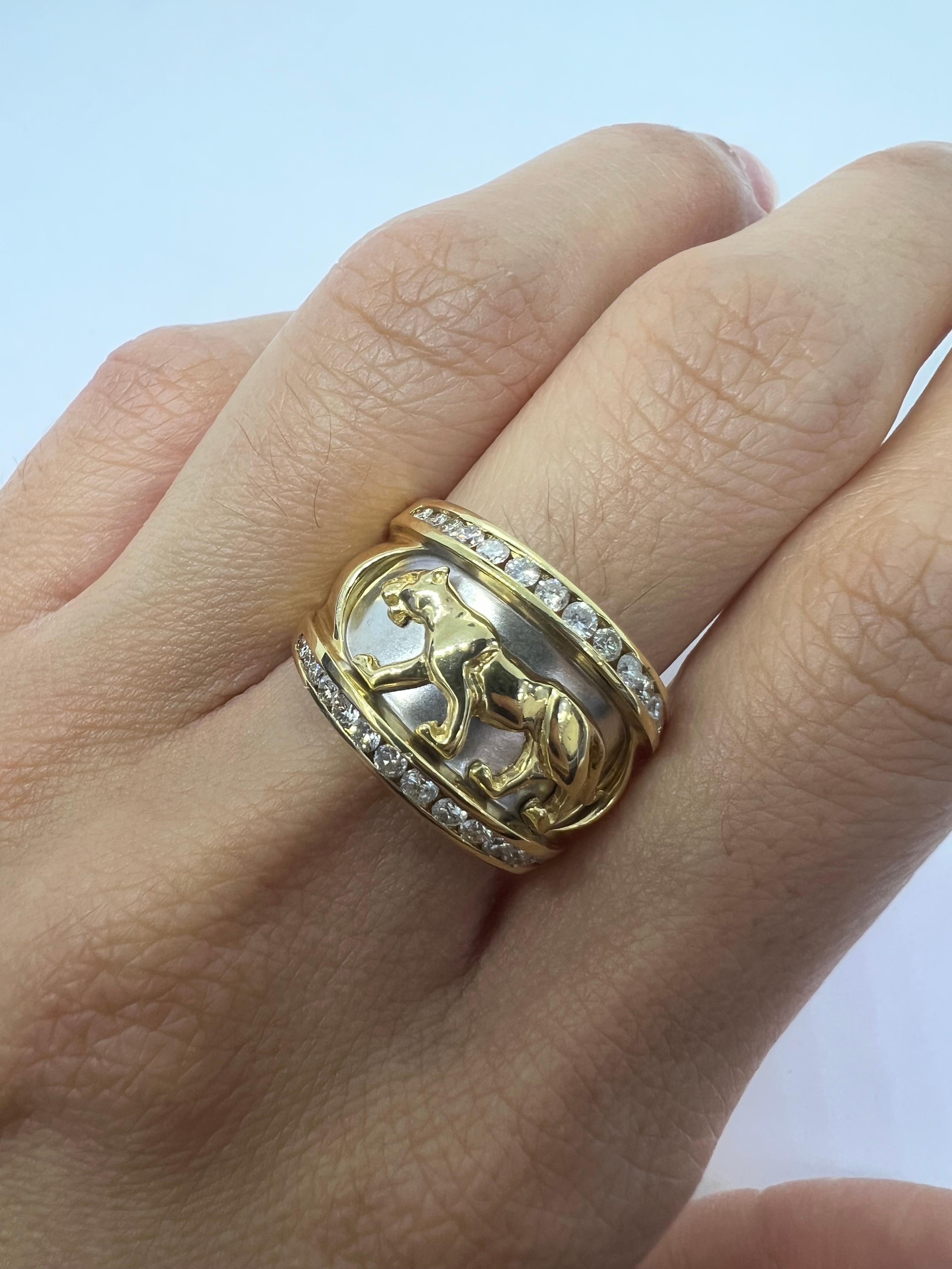 Round Cut Sophia D. 14K Yellow Gold Carved Tiger Ring  For Sale