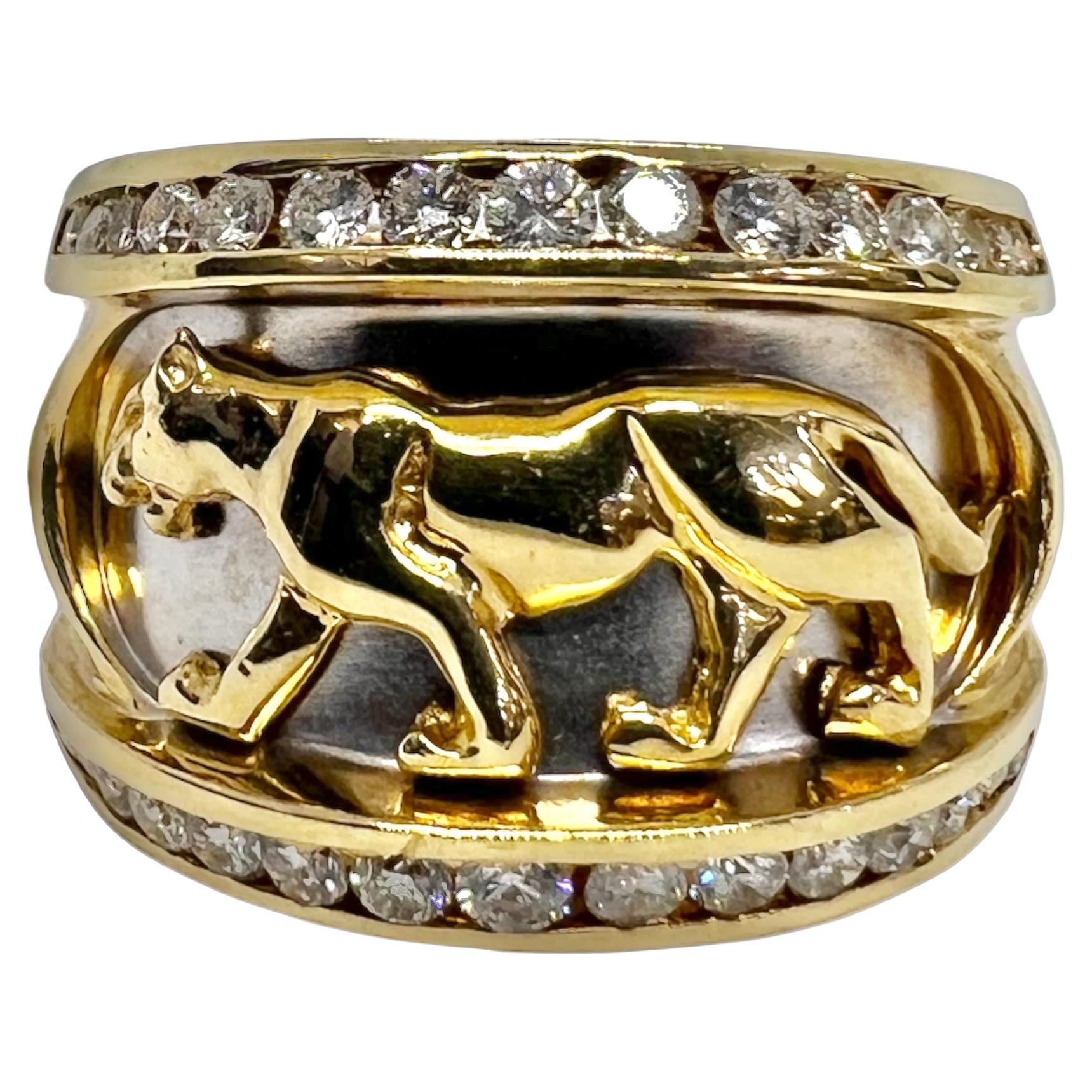 Sophia D. 14K Yellow Gold Carved Tiger Ring  For Sale