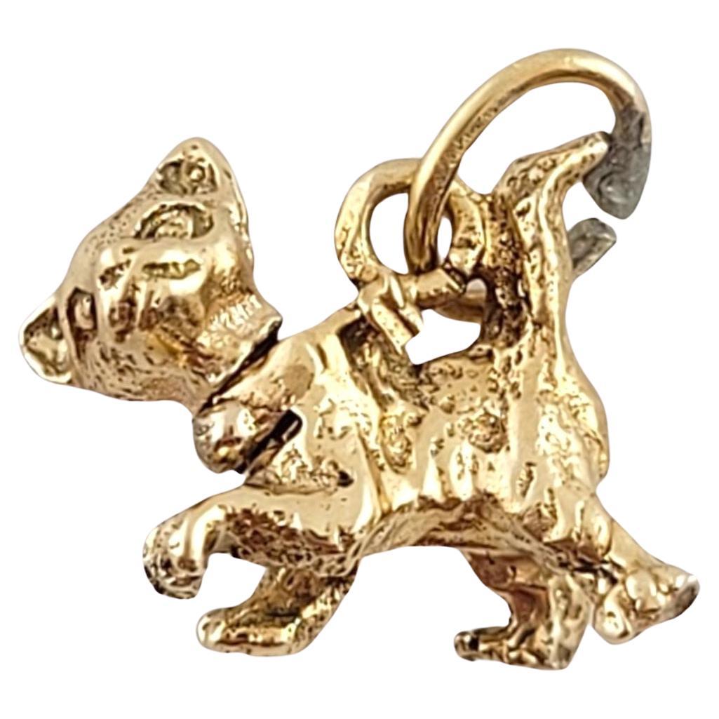 14K Yellow Gold Cat Charm #14859 For Sale