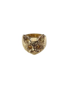 14K Yellow Gold Cat Face Ring Size 4.75 #24361