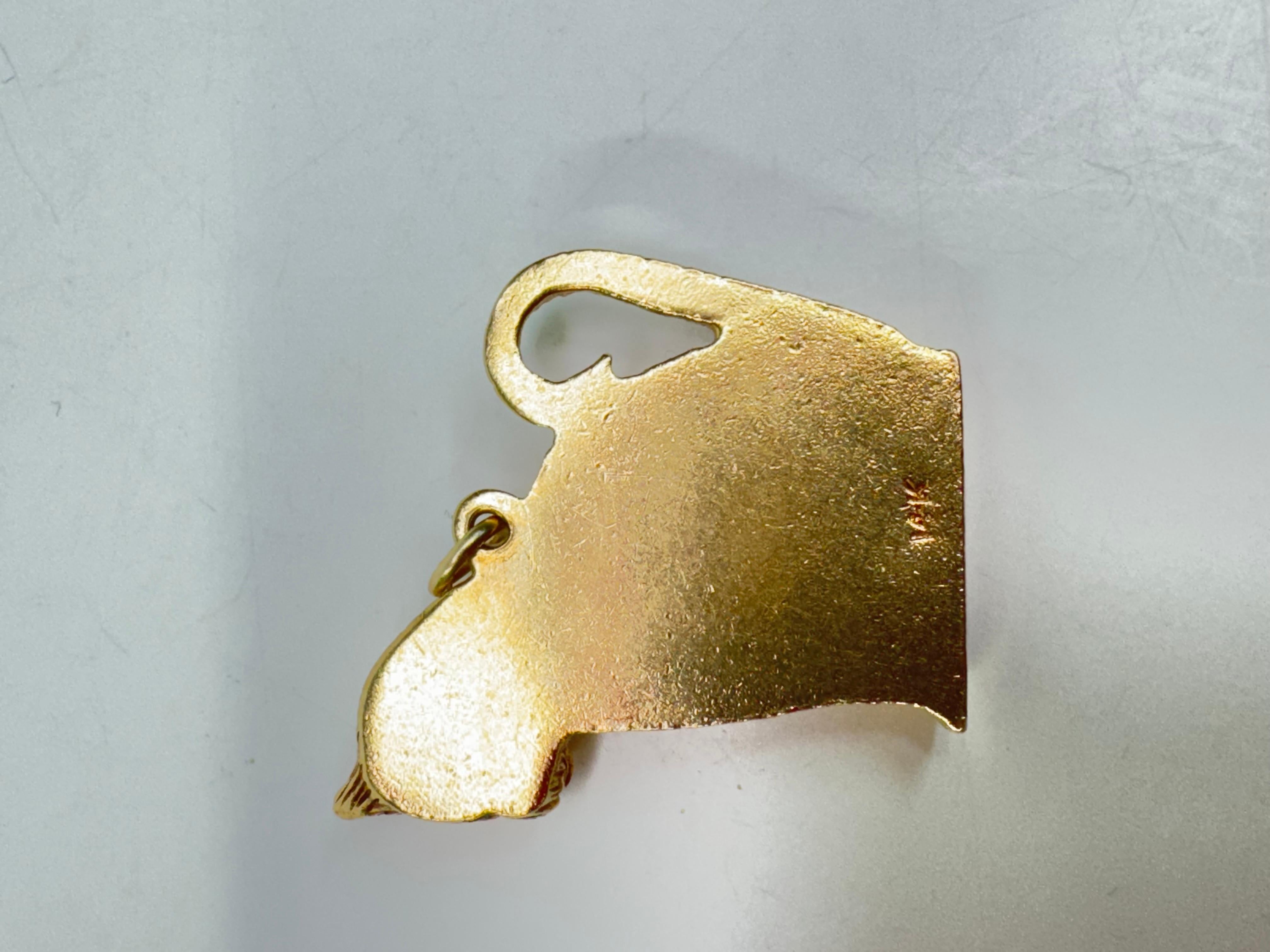 da uomo o donna Ciondolo a forma di gatto in oro giallo 14K in vendita