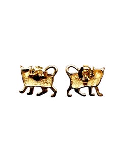 14K Yellow Gold Cat Stud Earrings #25517