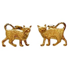 14K Yellow Gold Cat Stud Earrings #25517