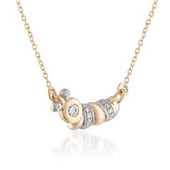 14k Yellow Gold Caterpillar Diamond Pave Insect Necklace Baubou