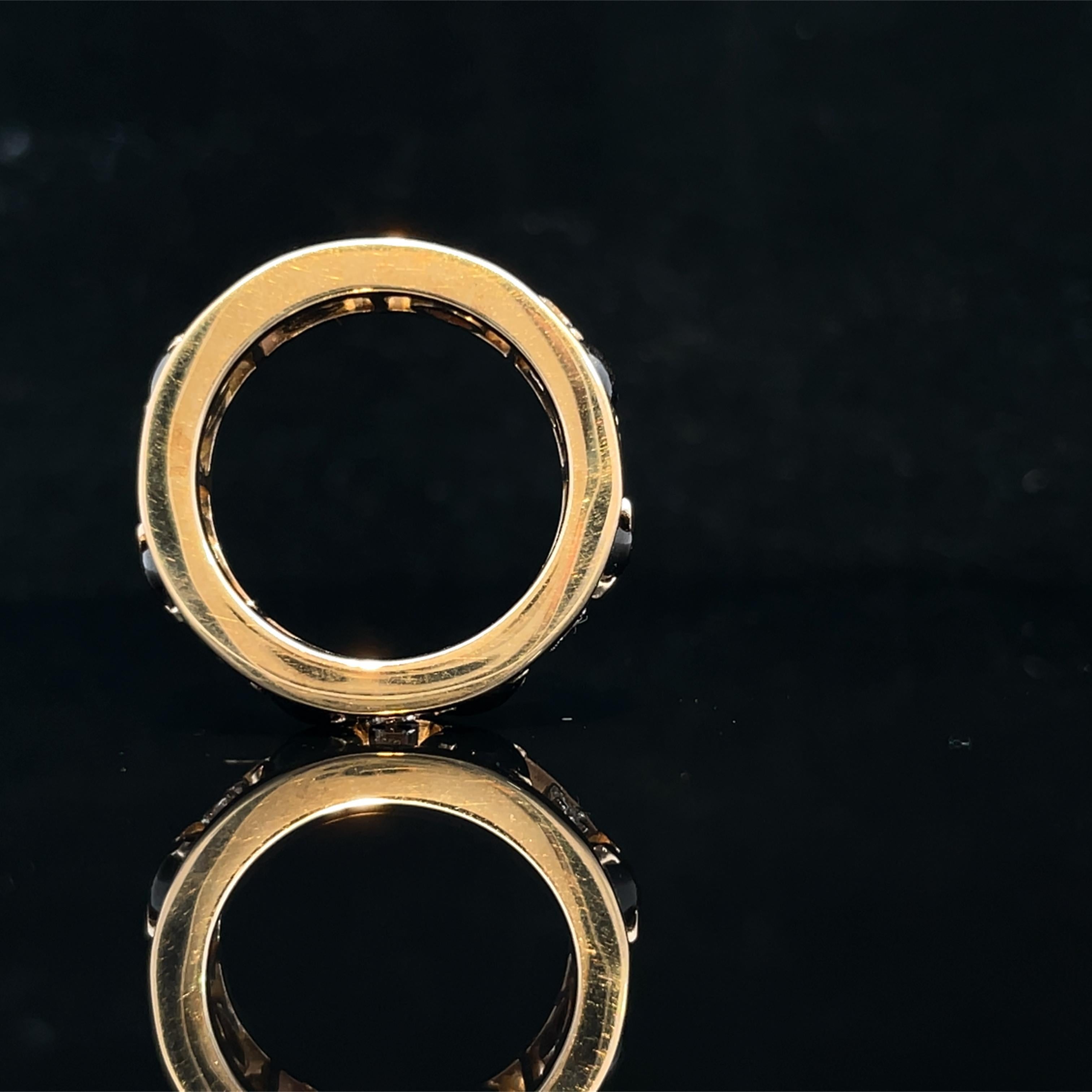 Anello a fascia con occhio di gatto e diamante in oro giallo 14k in vendita 2