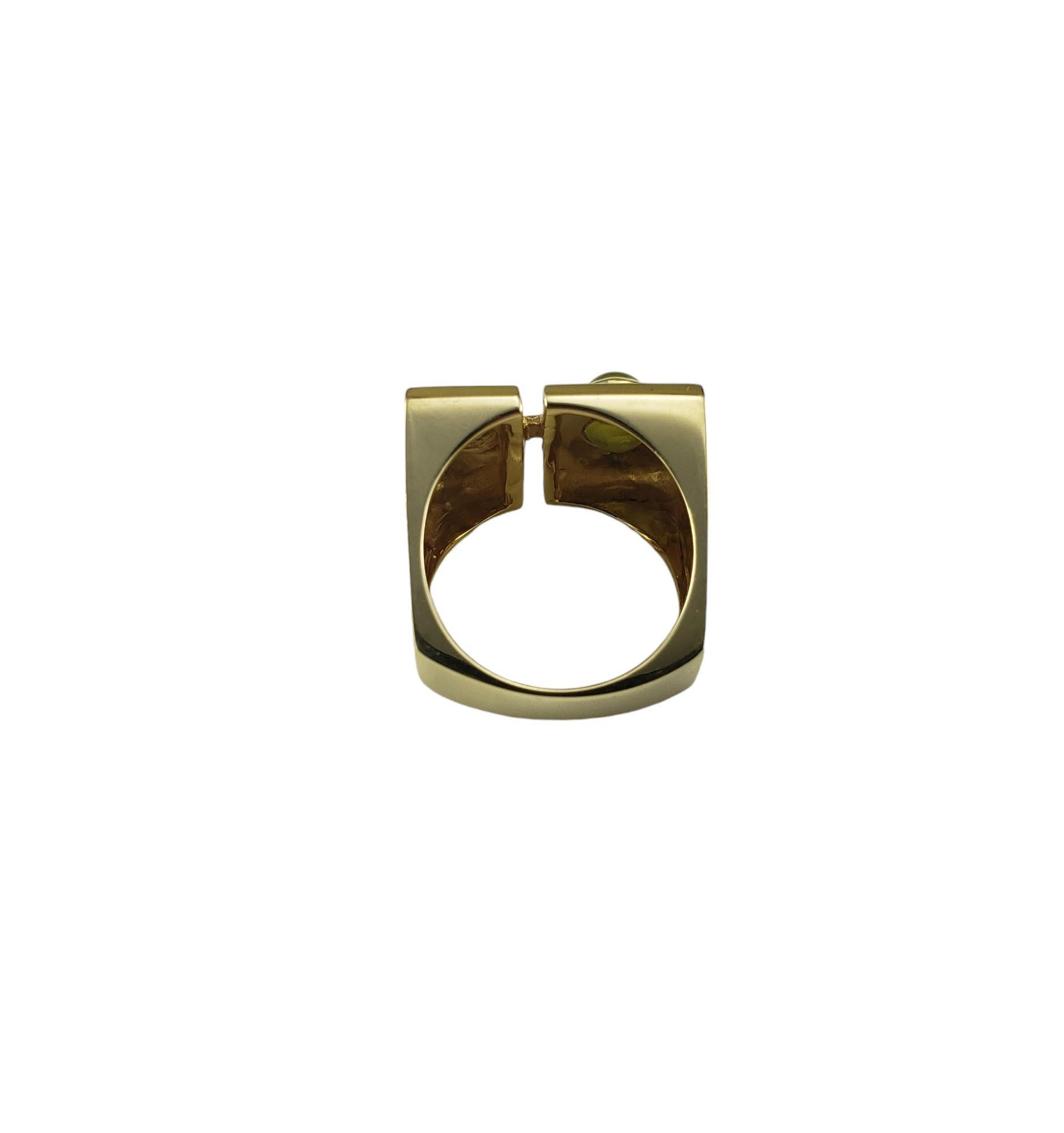 Brilliant Cut 14K Yellow Gold Cat's Eye Chrysoberyl & Diamond Ring Size 7.5 #18862 For Sale