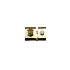 14K Yellow Gold Cat's Eye Chrysoberyl & Diamond Ring Size 7.5 #18862