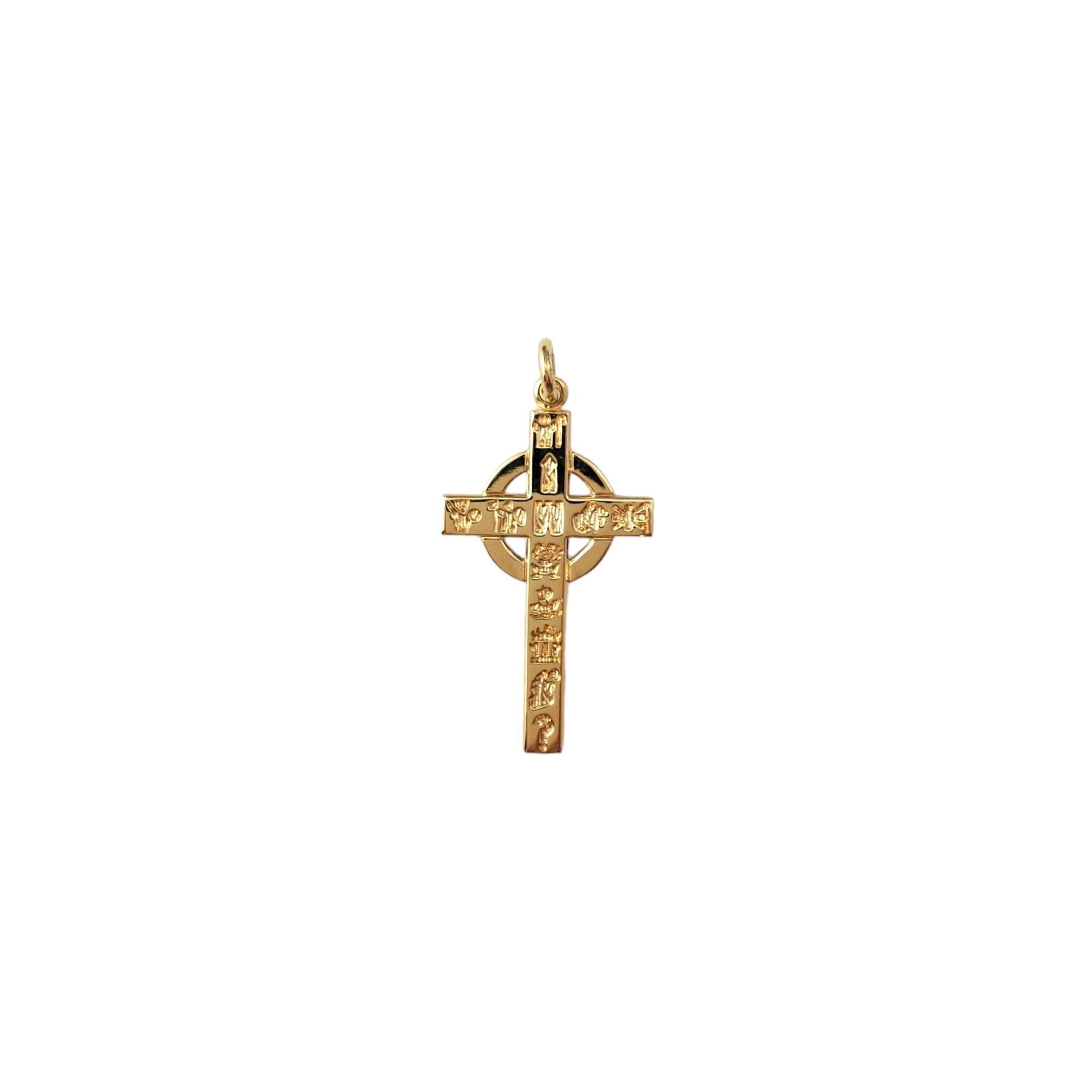 14K Yellow Gold Celtic Cross Pendant -

This intricate cross pendant serves as a meaningful accessory. 

Size: 33.2mm X 18.8mm X 1.5mm

Weight: 2.2dwt. / 3.4 gr.

Marked: 585

Very good condition, professionally polished.
Will come packaged in a