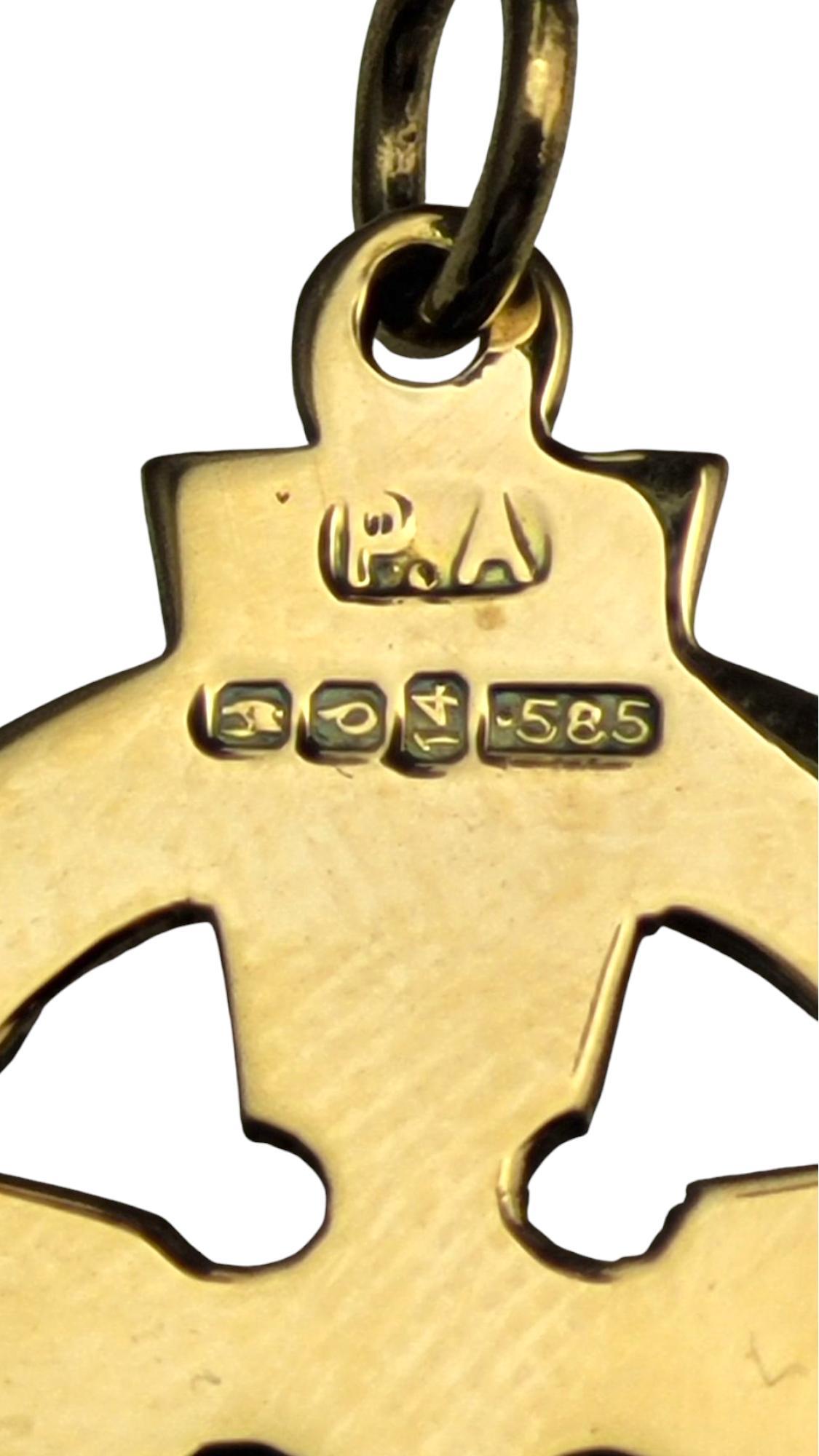 14K Yellow Gold Celtic Cross Pendant #21051 In condizioni buone in vendita a Washington Depot, CT