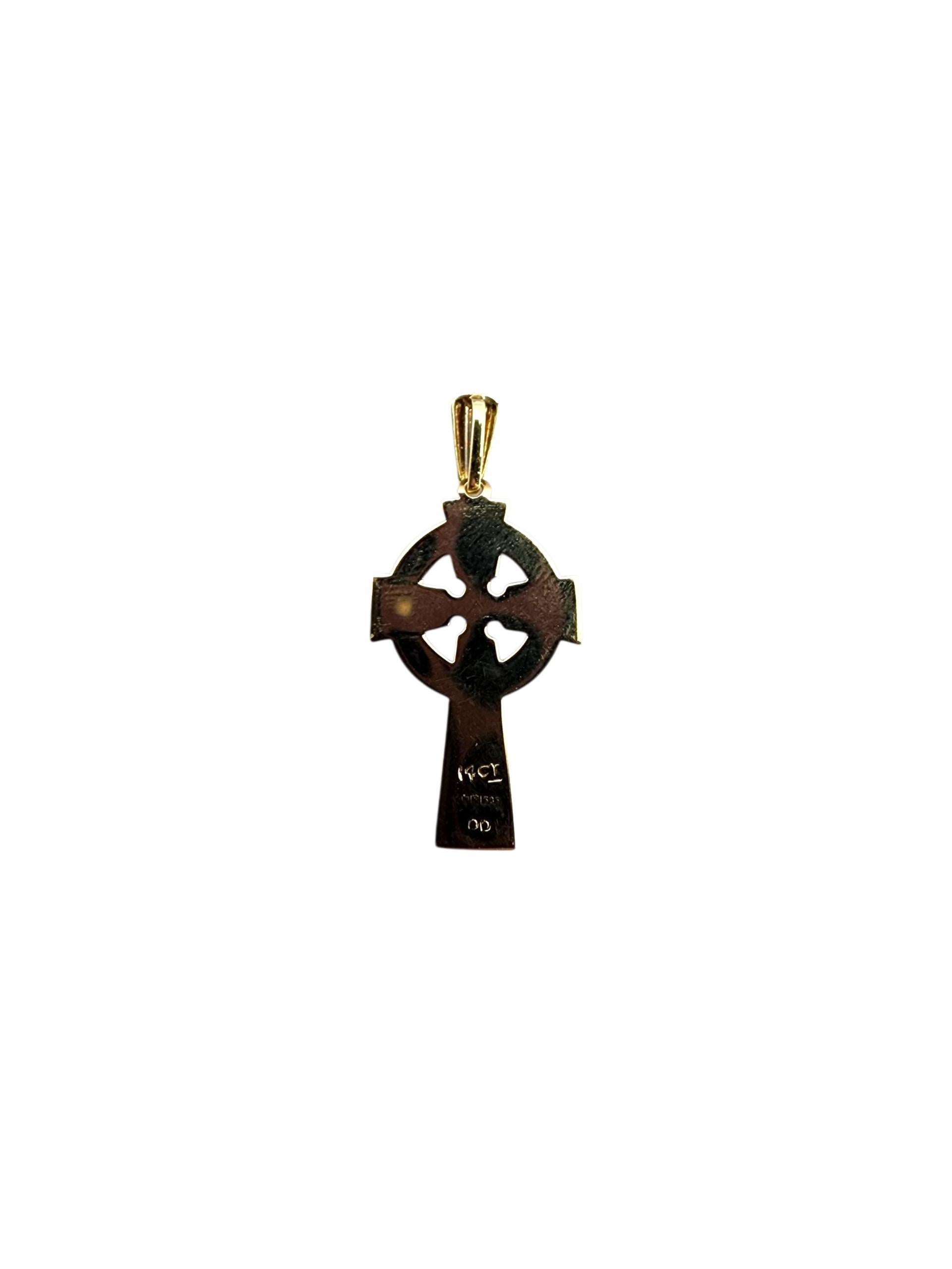 14K Yellow Gold Celtic Cross Pendant #22497 For Sale 1